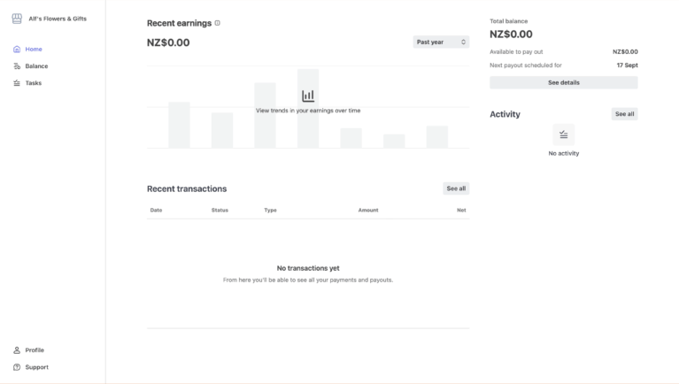 Beautiful Stripe Express Dashboard interface for affiliates